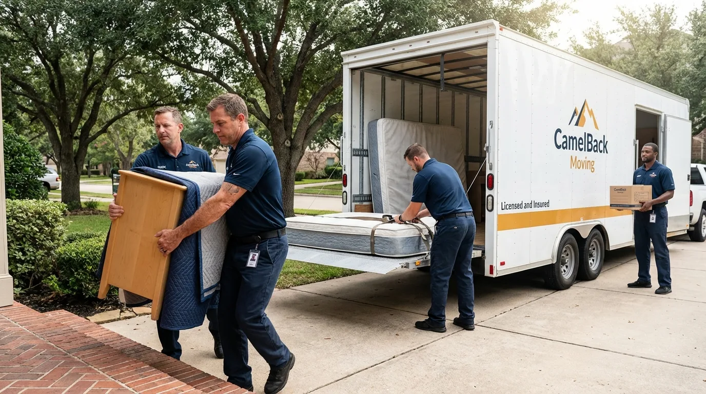 Crew loading residential truck for cross-state move from Cordova, AK